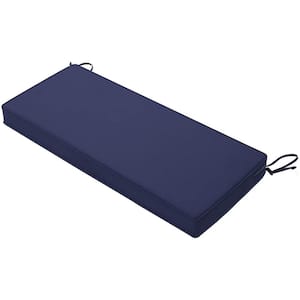 1-Piece 48 in. x 18 in. Rectangle Waterproof Outdoor Bench Cushion with Handle and Adjustable Straps, Blue