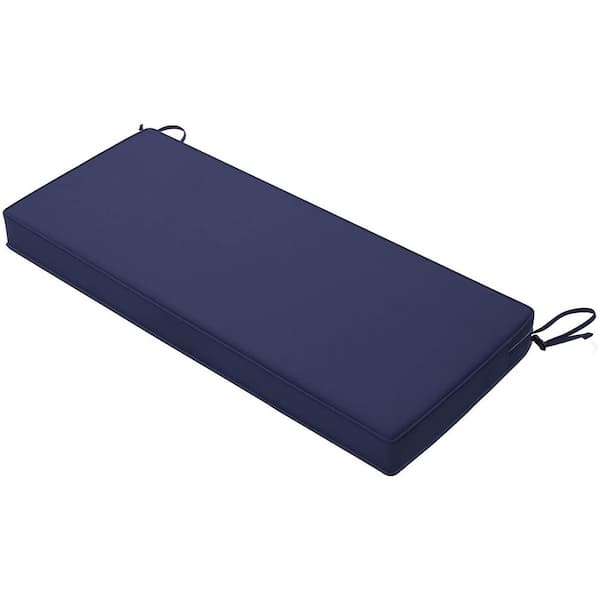 Angel Sar 1-Piece 48 in. x 18 in. Rectangle Waterproof Outdoor Bench Cushion with Handle and Adjustable Straps, Blue