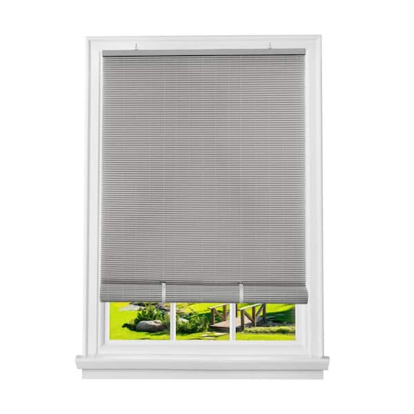 ACHIM Solstice Grey Cordless Light Filtering Vinyl Roll-Up Blind with 1/4 in. Oval Slats 30 in. W x 72 in. L