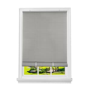 Solstice Grey Cordless Light Filtering Vinyl Roll-Up Blind with 1/4 in. Oval Slats 72 in. W x 72 in. L