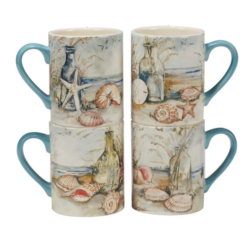 Colorful Ceramic Coastal Landscape 16-Piece Dinnerware Set