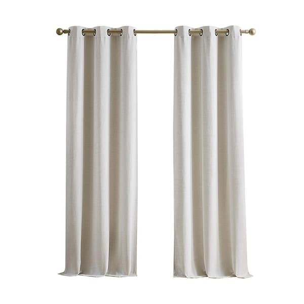 Alfred Beige Solid Polyester 38 in. W x 84 in. L Machine Washable Grommet Indoor Blackout Curtain (Set of 2 Panels)