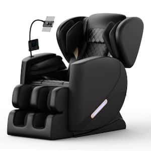 Lunareth Black PU Leather Power Motorized Zero Gravity Reclining Massage Chair with Heating and Full Body Air Pressure