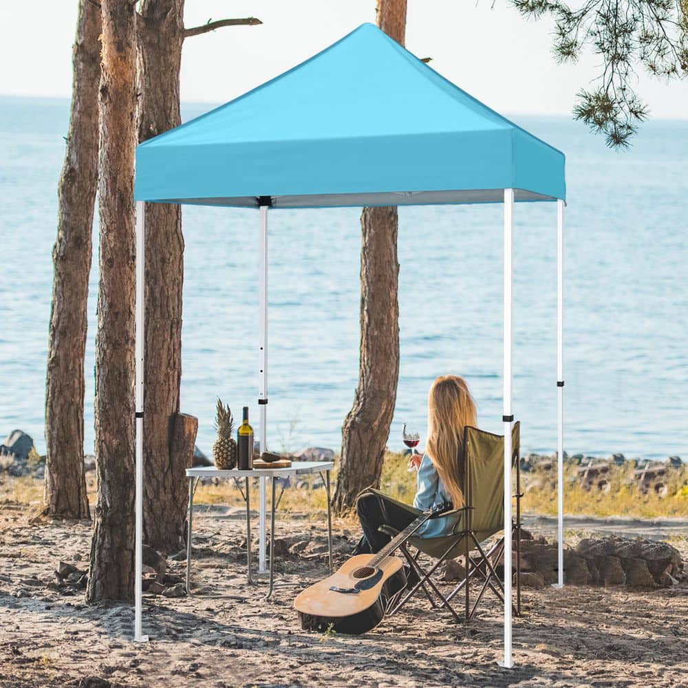 5 ft. x 5 ft. Light Blue Portable Instant Pop Up Canopy with Carry Bag, Adjustable Height, for Beach, Sports and Camping price history on PriceWatchPro