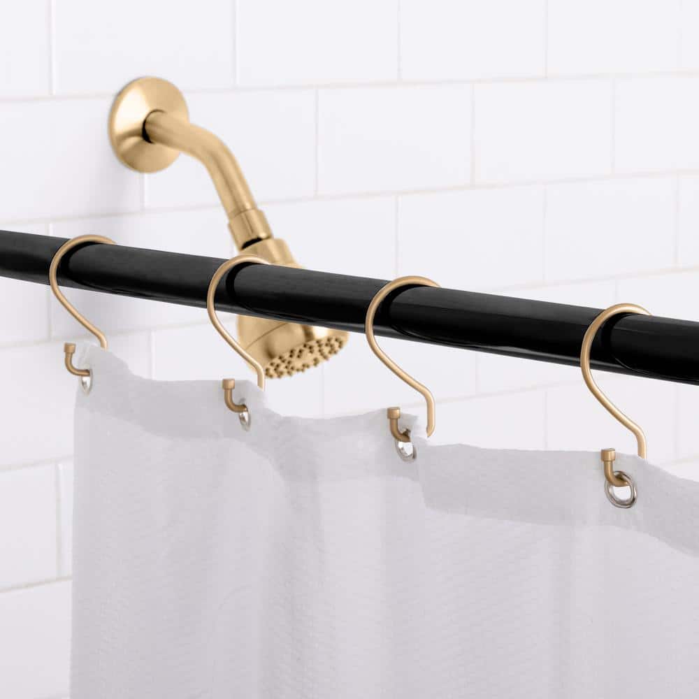 Satin Gold Metal S-Hook Shower Curtain Rings, 12 Pack