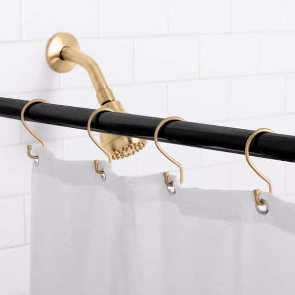Bath Bliss 12 Pack Steel S-Hook Shower Curtain Rings in Satin Gold