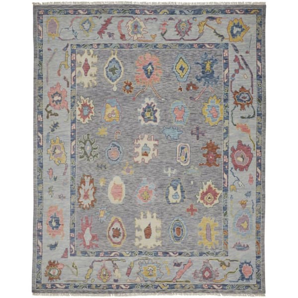 4 X 6 Gray, Blue, Red Oriental Area Rug