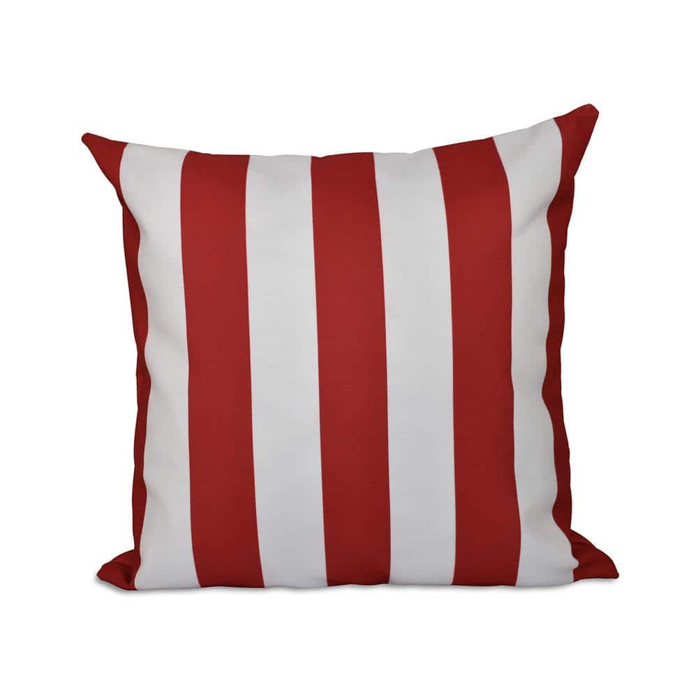 Classic Red Striped 16 in. x 16 in. Throw Pillow