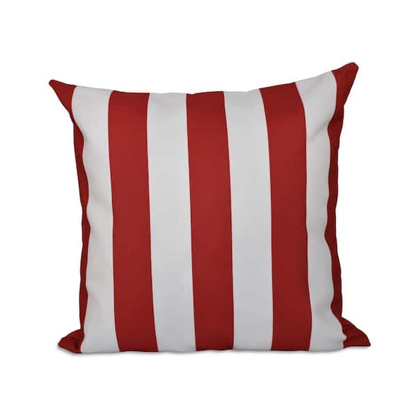 Unbranded Classic Red Striped 16 in. x 16 in. Throw Pillow