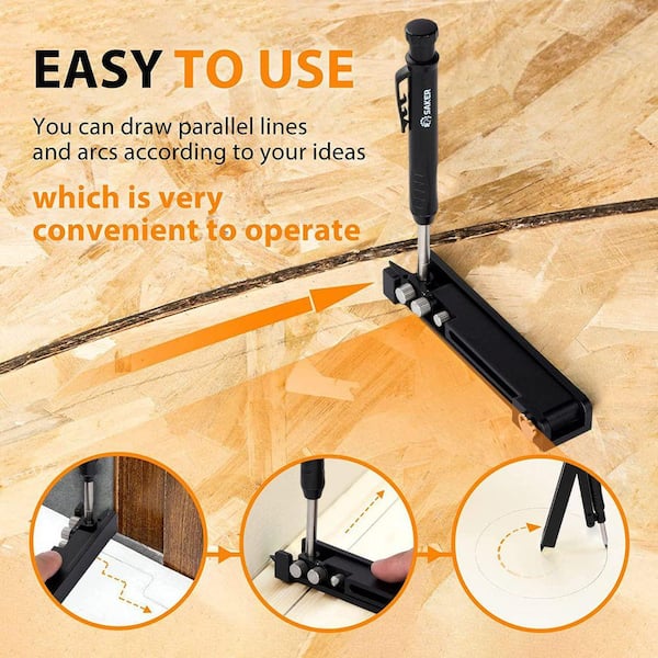ARTYMASTER Multi-Function Scribing Tool, DIY Woodworking Scriber Line Maker, Portable Aluminum Alloy Woodworking Compass Scriber Tool, Inch Circle Marking Gauge,Deep Hole Carpenter Pencils 6 Refills - View #9