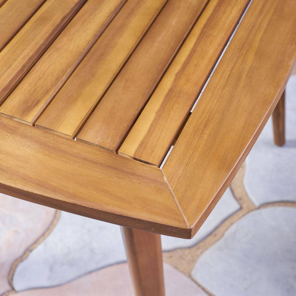 Teak Brown Acacia Wood 5-Piece Outdoor Dining Set for 4