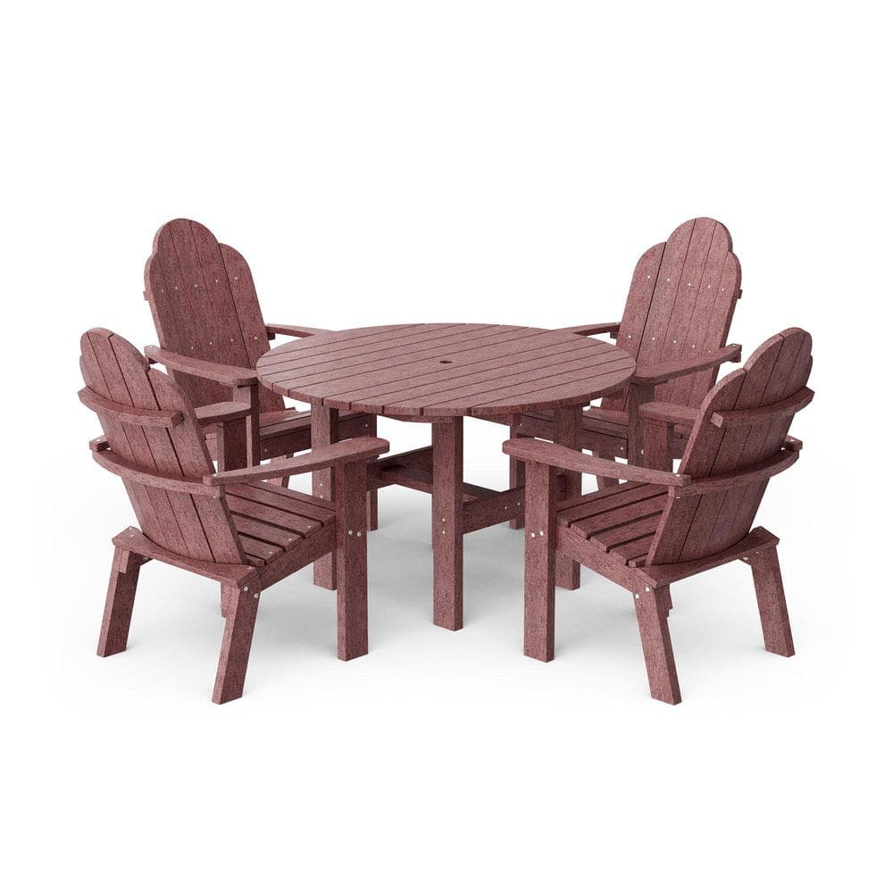 Classic Cherrywood 5-Piece HDPE Plastic Outdoor Patio Dining Set with Deck Chairs price history on PriceWatchPro