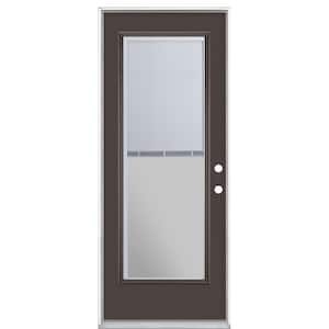 32 in. x 80 in. Full Lite Mini Blind Left Hand Inswing Painted Steel Prehung Front Exterior Door No Brickmold