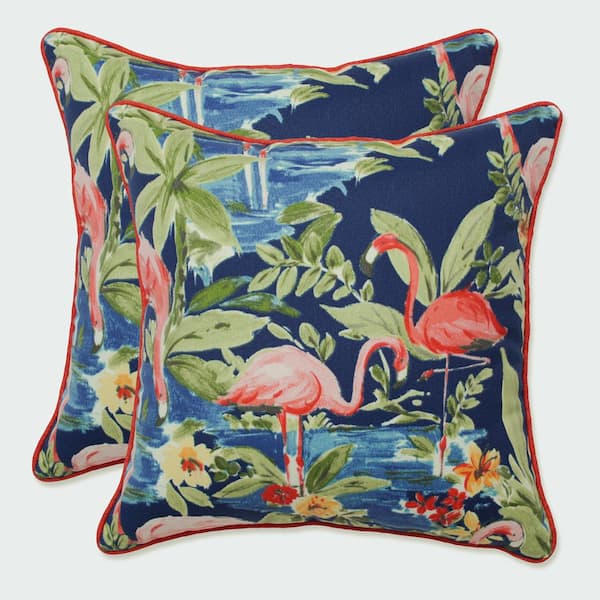 Pillow Perfect Floral Blue Square Outdoor Square Throw Pillow 2-Pack
