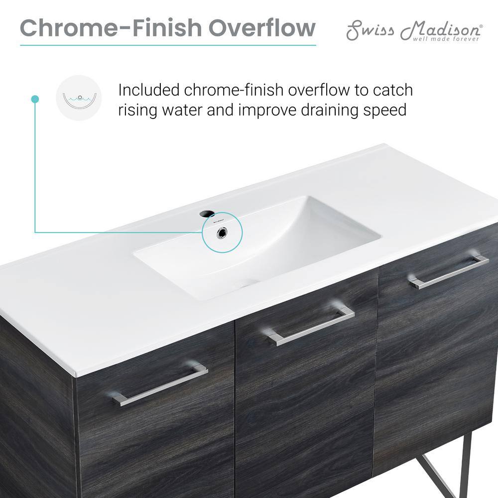 Annecy 48" Black Walnut Freestanding Bathroom Vanity with White Basin