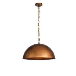 Timeless Home Marcelo 20 in. W x 12.75 in. H 1-Light Manual Brass Pendant