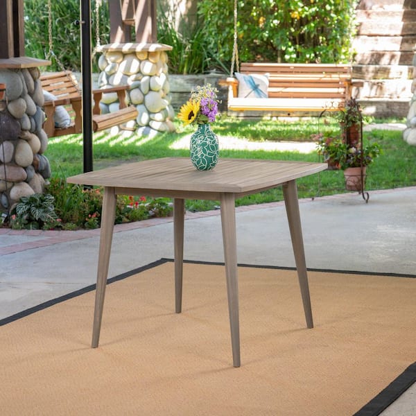 Harper & Bright Designs Gray Square Acacia Wood Outdoor Dining Table