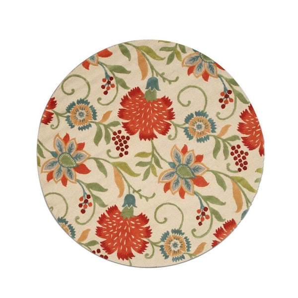 Spring Garden 6' Round Ivory Transitional Spring Garden Round Rug