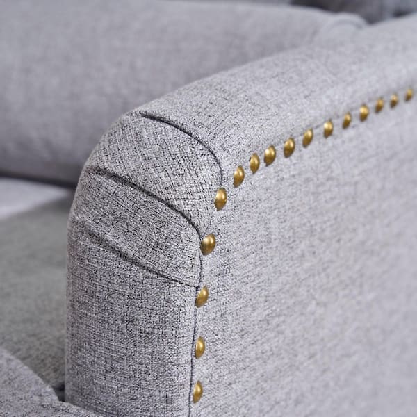Seafuloy 26 in. W Gray Corduroy Fabric Club Chair with Pillow Mid