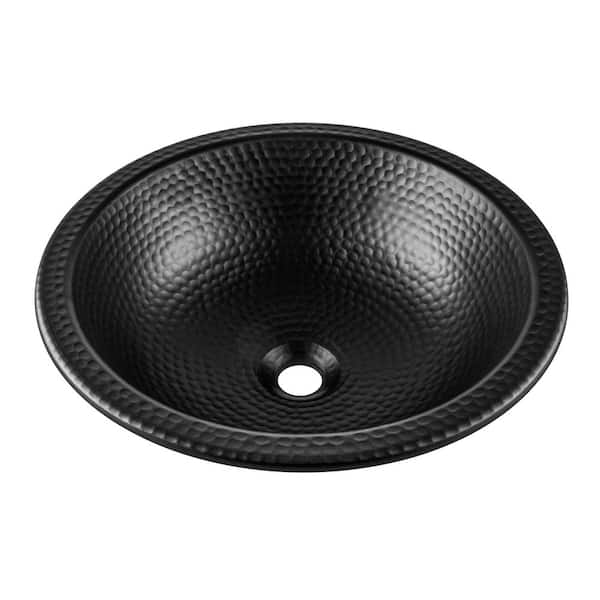 Monarch Matte Black Hand Hammered Rotunda Dual Mount Bathroom Vanity Sink (16 inches)