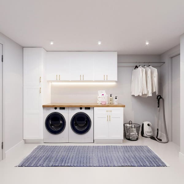 HOMEIBRO 33 in. W x 12 in. D x 30 in. H in Shaker White HOMEIBRO 33 in. W x 12 in. D x 30 in. H in Shaker White