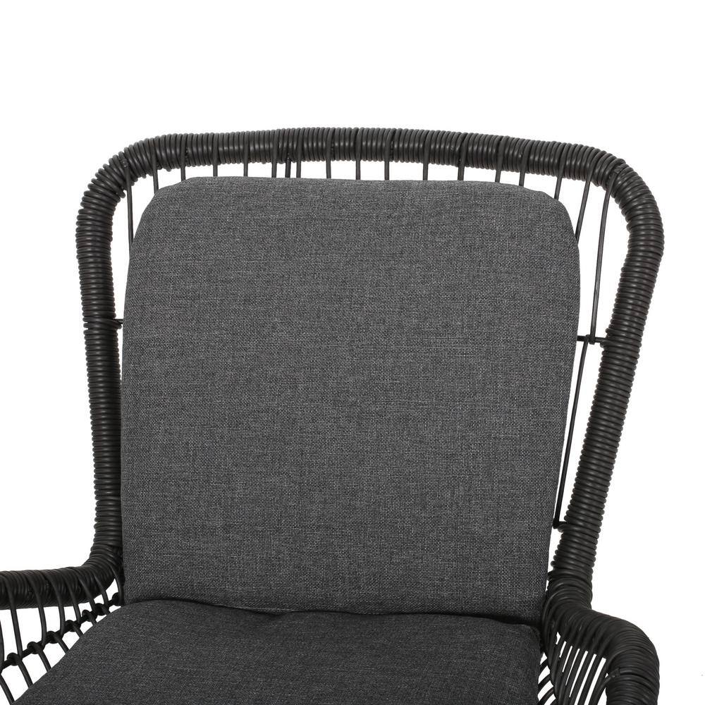 Gray Iron Frame Lounge Chair with Dark Gray Cushions (Set of 2)