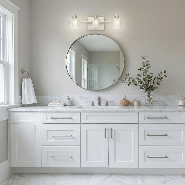 ルネセル　トーナ　3点セット Quoizel Kolt 3-Light Brushed Nickel Vanity Light KLT8603BNLED