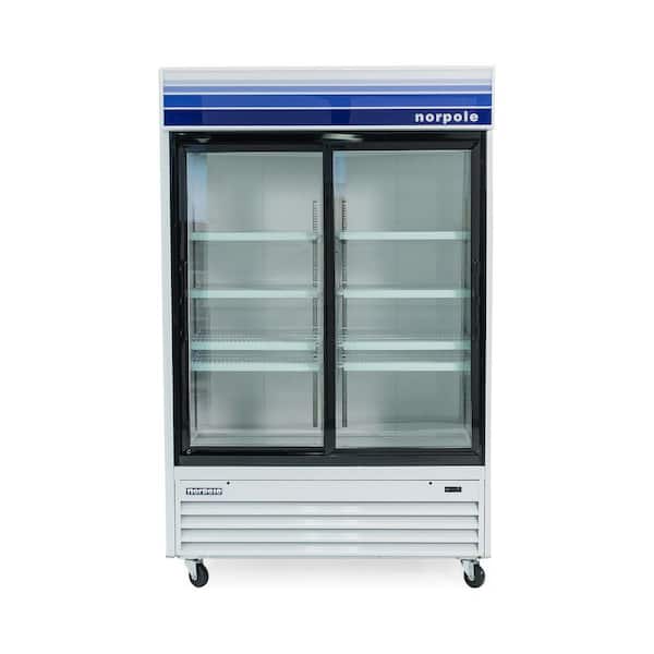 Norpole 53 in. W 45 cu. ft. Glass Door Commercial Refrigerator in White and Black