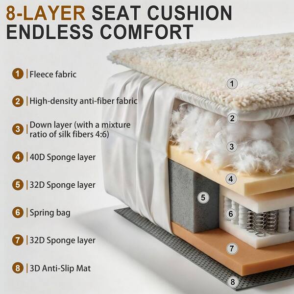 Seafuloy 121 in. Straight Arm 7-Piece Chenille Oversized Modular