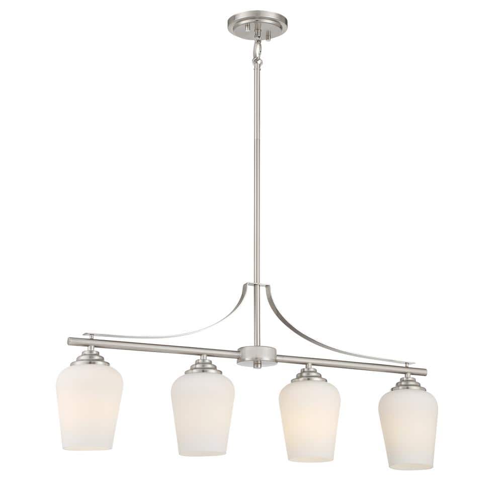 Shyloh Brushed Nickel 4-Light Island Pendant with Etched Opal Glass