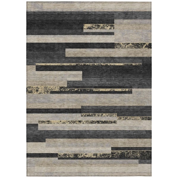 Chantille Machine Washable Indoor/Outdoor Abstract ACN3166 Black 3 ft. x 5 ft. Area Rug