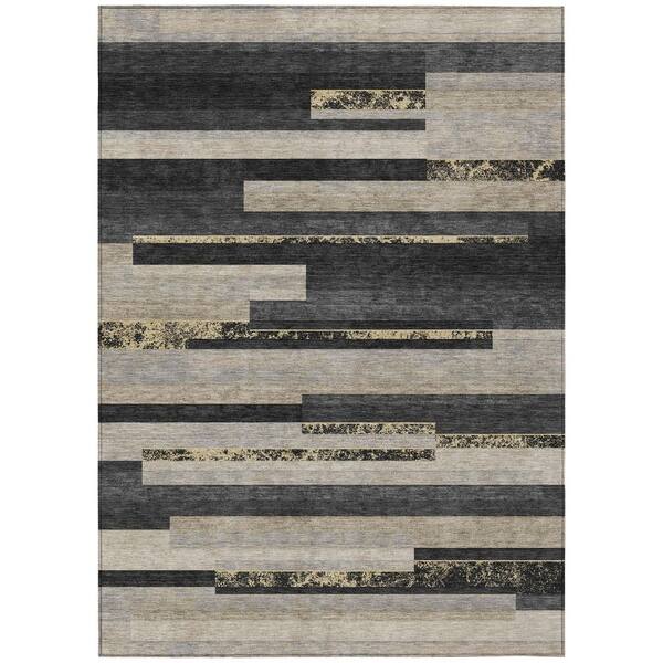Chantille Machine Washable Indoor/Outdoor Abstract ACN3166 Black 8 ft. x 10 ft. Area Rug