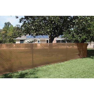 92 in. x 50 ft. Mesh Fabric Privacy Fence Screen with Integrated Button Hole in Tan