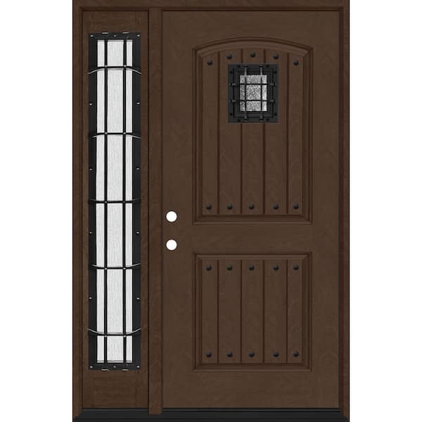 Regency 51 in. x 80 in. 2Panel Plank Cavalier Speakeasy RHIS Hickory Fiberglass Prehung Front Door w/Cavalier 12in.SL