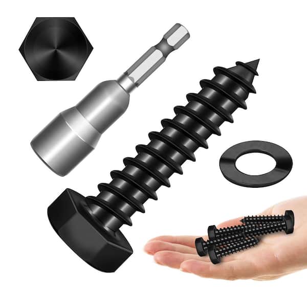 5/16 in. x 1-1/4 in. Stainless Steel Hex Drive Hex Head Lag Screws, Black Oxide (20-Pack)