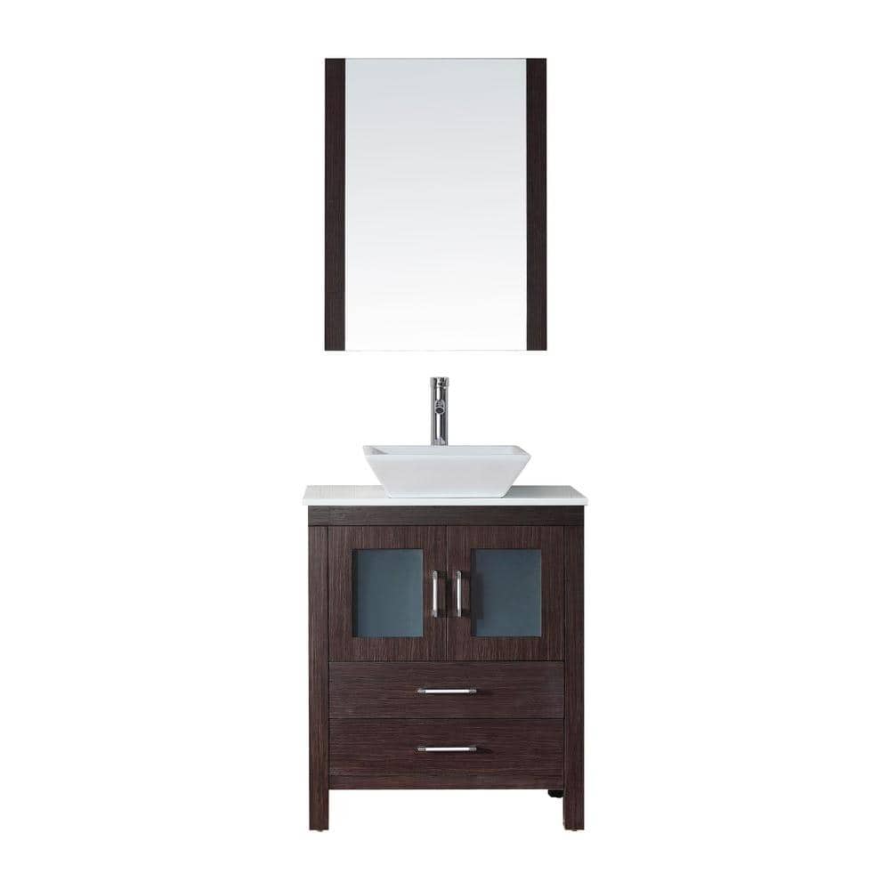 Virtu USA Dior 28 in. W x 18 in. D x 33 in. H Single Sink Bath Vanity in Espresso with Stone Top