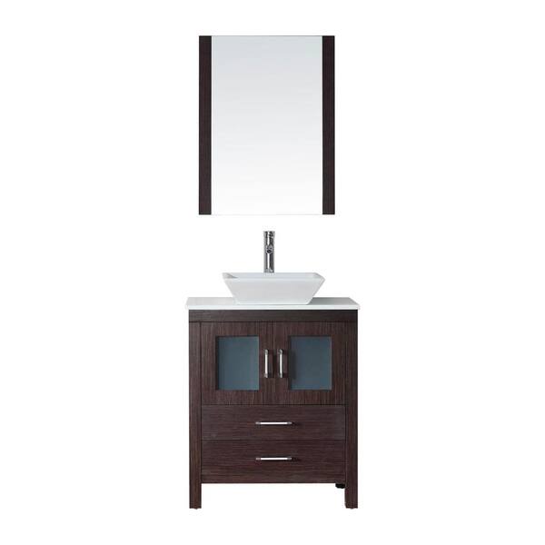 Virtu USA Dior 28 in. W x 18 in. D x 33 in. H Single Sink Bath Vanity in Espresso with Stone Top and Mirror