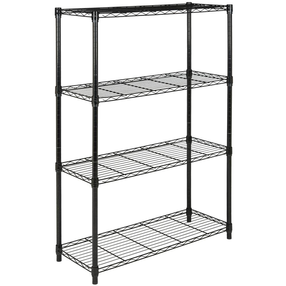 Adjustable 37'' Black Wire Utility Shelving Unit