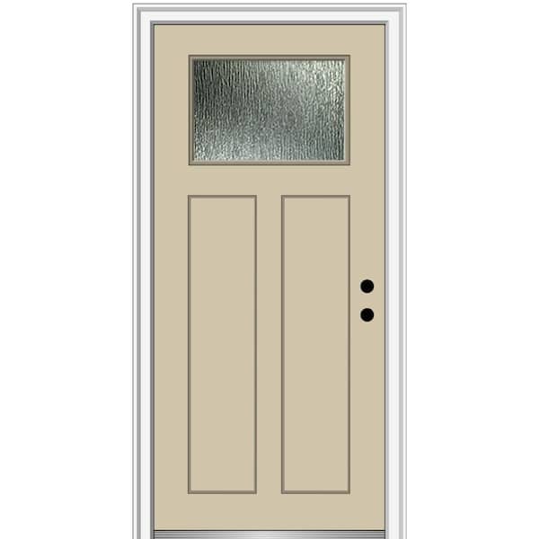 MMI Door 36 in. x 80 in. Left-Hand Inswing Rain Glass Wicker Fiberglass Prehung Front Door on 6-9/16 in. Frame