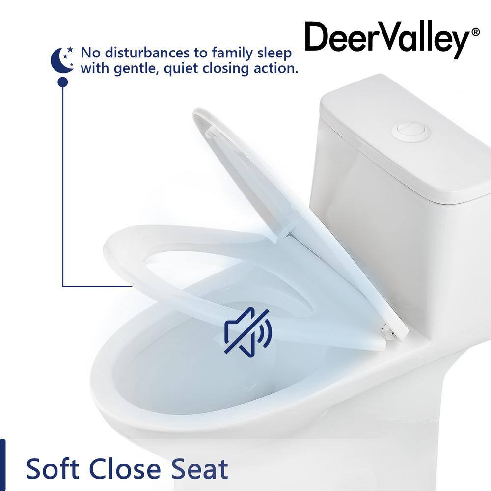 White Ceramic Dual-Flush Elongated One-Piece Toilet with Soft-Close Seat
