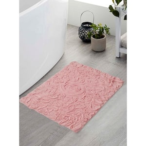Bell Flower Collection 100% Cotton Tufted Bath Rugs, 17 in. x24 in. Rectangle, Pink