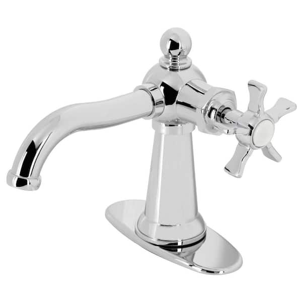 Kingston Brass Hamilton Single-Handle Single Hole Bathroom Faucet with Push Pop-Up and Deck Plate in Polished Chrome