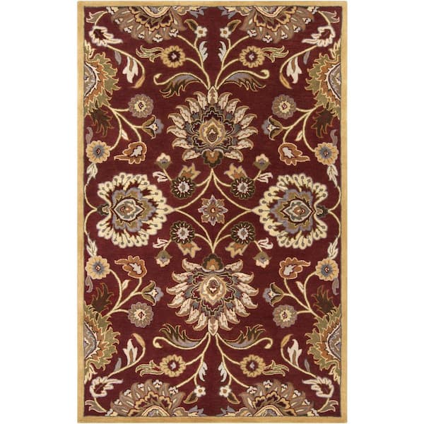 Livabliss Cambrai Burgundy 4 ft. x 6 ft. Indoor Area Rug