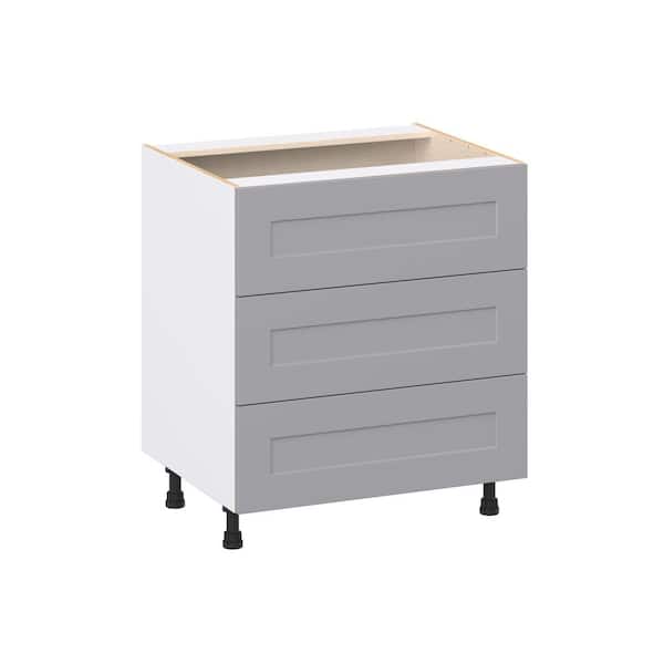 Roseland 30 in. W x 24 in. D x 34.5 in. H Assembled Shaker Drawer Base Kitchen Cabinet in Slate Gray with 3 Drawers