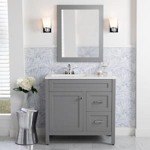 Maywell 37 in. W x 19 in. D x 38 in. H Single Sink  Bath Vanity in Sterling Gray with White Cultured Marble Top
