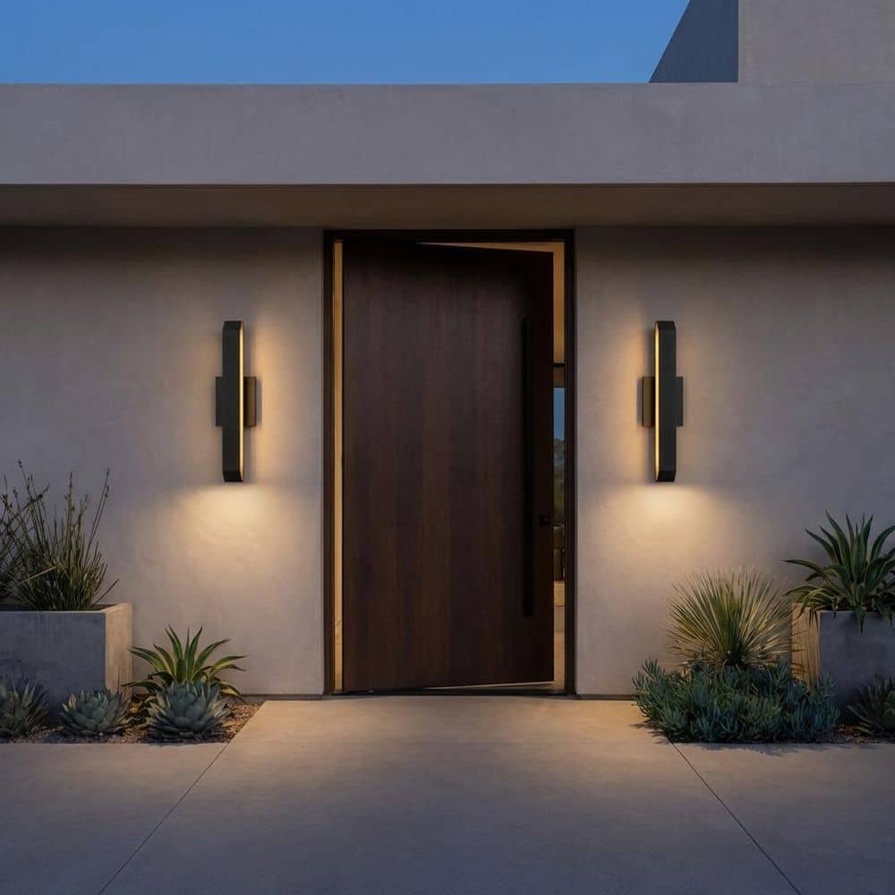 Lakemont 18 in. W x 4.5 in. H Textured Black Modern Contemporary LED Hardwired Medium Outdoor Wall Lantern price history on PriceWatchPro