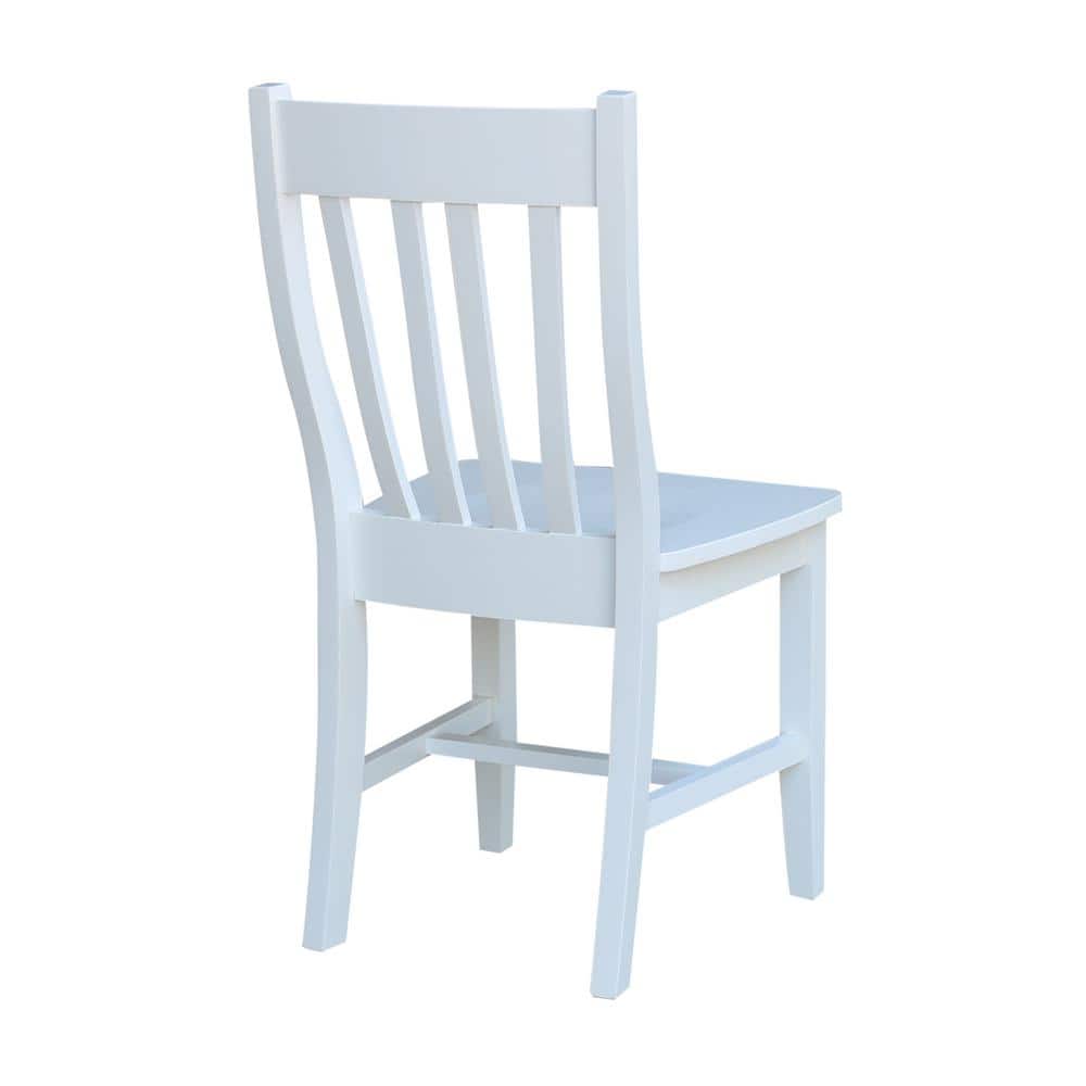 Elegant White Solid Wood High Slat Side Chairs, Set of 2