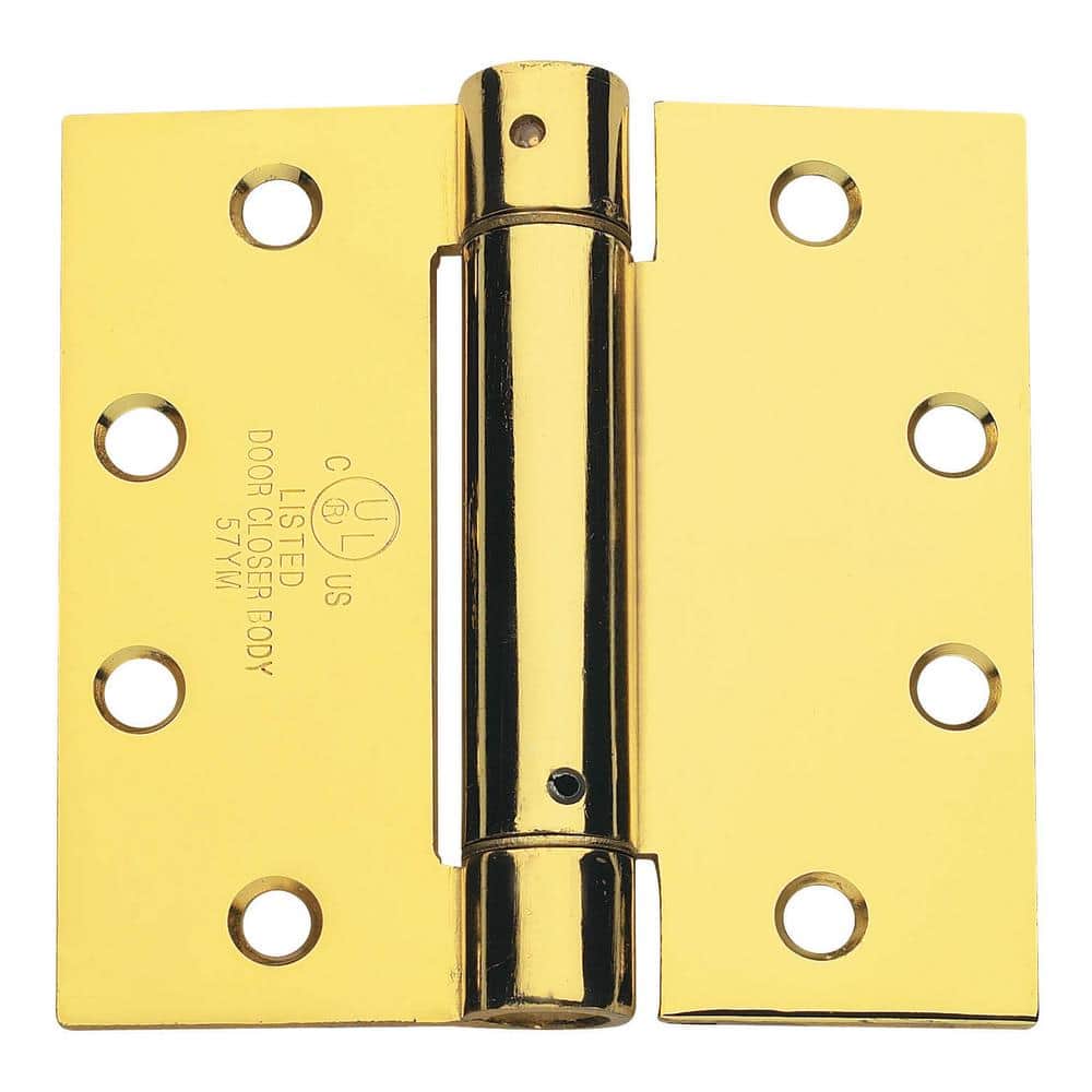 4 in. x 4 in. Bright Brass Full Mortise Spring Squared Hinge with Non-Removable Pin - Set of 2 price history on PriceWatchPro
