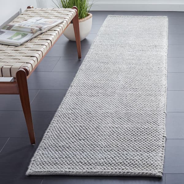 Natura 2 ft. x 13 ft. Silver Textured Solid Runner Rug