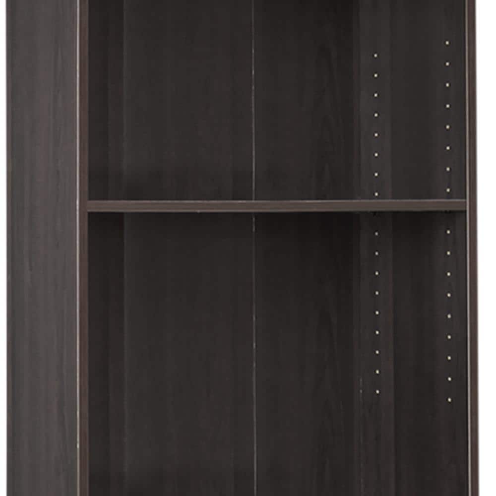 Espresso Adjustable 5-Shelf Wooden Bookcase with Storage Cubes